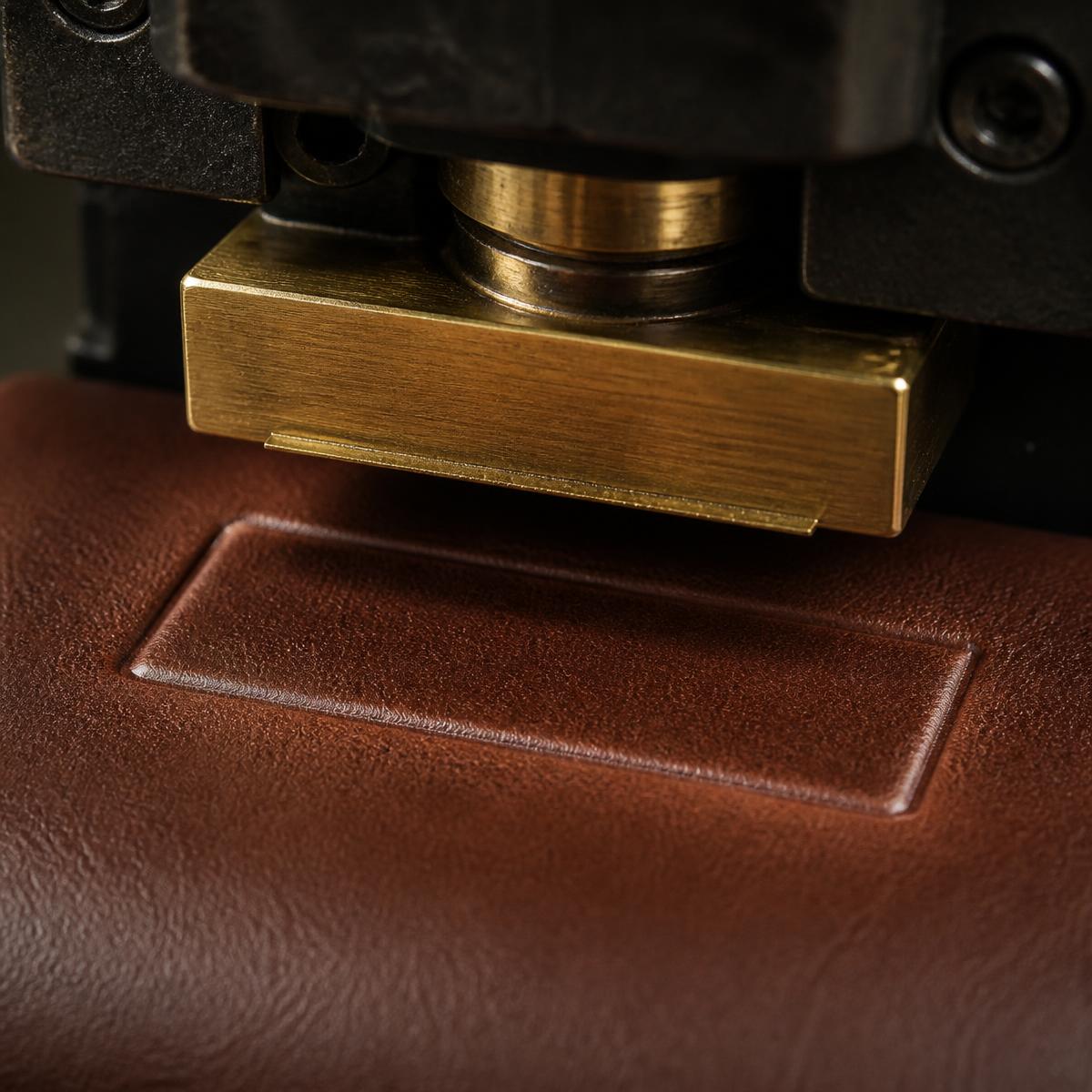 Logo embossing / debossing close-up