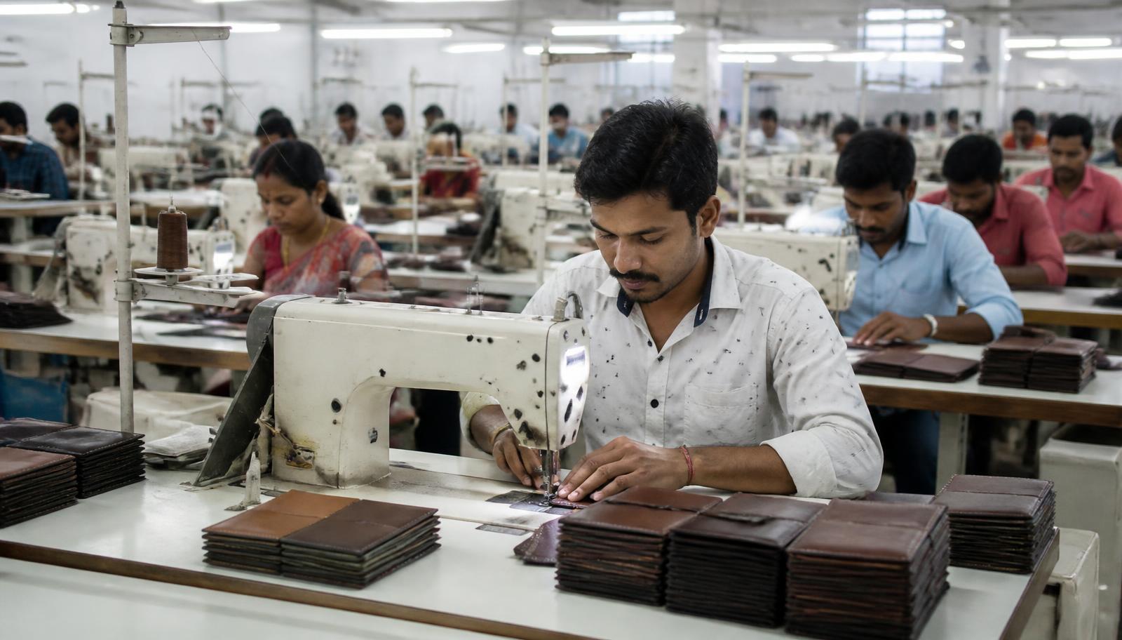 Leather goods production floor